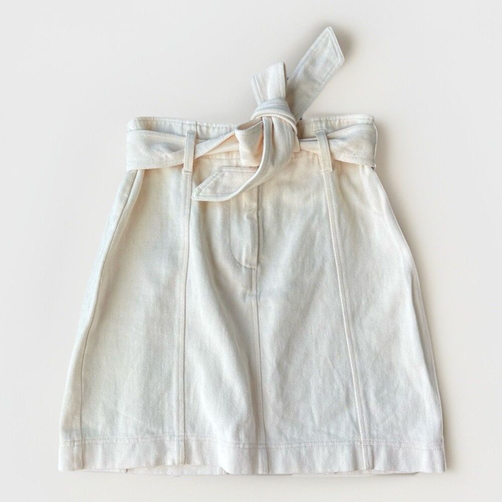 Parker Women' Cream Denim Mini Skirt Size 0 Belted